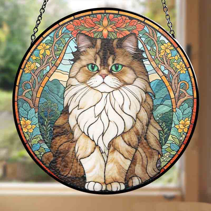 Personalized Cat Lover Portrait from Photo Forest Sun Catcher