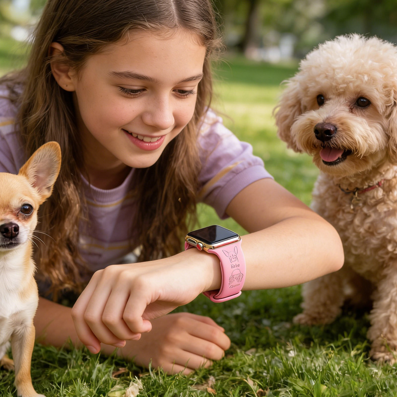 Personalized Engraved Pet Print Watch Band with Pet Name Gift for Dog Lovers Apple Watch Strap Pet Mom Gift