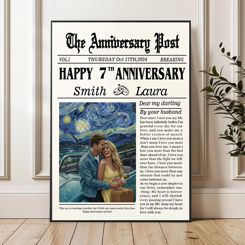 Personalized Couple Photo Post Print Celebrating Decade of Love Poster Canvas Painting Couple 10th Anniversary Keepsake Canvas Painting