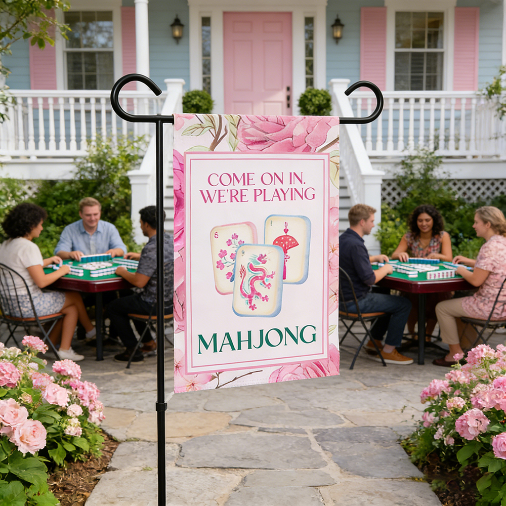Mahjong Welcome Game Night Sign Preppy Girls Night Mahjong Garden Flag Cocktail Game Night Patio Decor Come On In We’re Playing Mahjong Flag