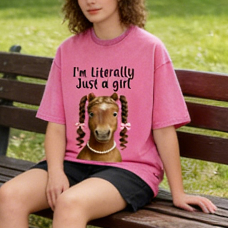 Personalized Funny Horse Washed T-Shirts Gift Shirt for Riding Equestrain Lovers