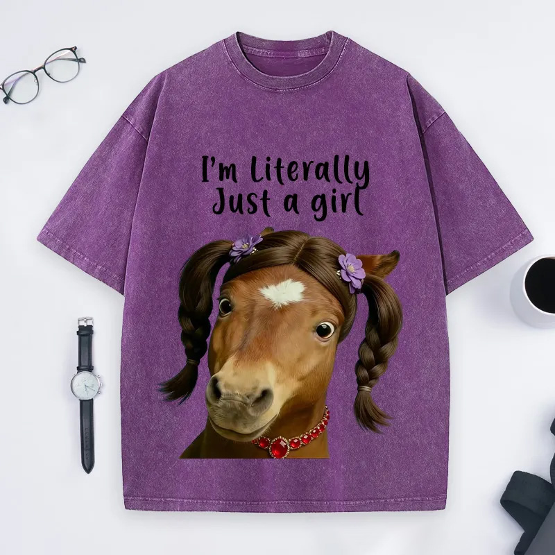 Personalized Funny Horse Washed T-Shirts Gift Shirt for Riding Equestrain Lovers