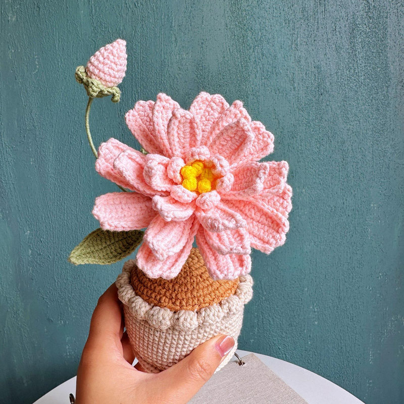 Mothers Day Gift Handmade Knitted Flower Pot Crochet Tulip Plant Gift for Mom Grandma Mother's Day Gifts
