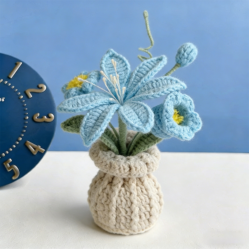 Mothers Day Gift Handmade Knitted Flower Pot Crochet Baby's Breath Roses Mars Orchid Plant Gift for Mom Grandma Mother's Day Gifts