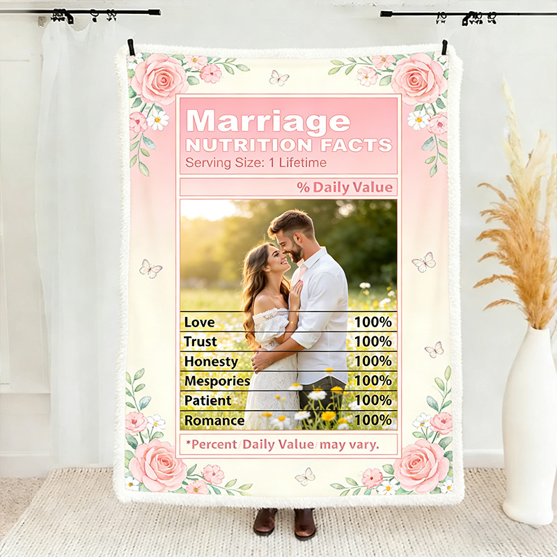 Personalized Funny Marriage Nutrition Facts Blanket Couple Throw Blanket Marriage Gift Anniversary Gift for Couple Newlywed Gift
