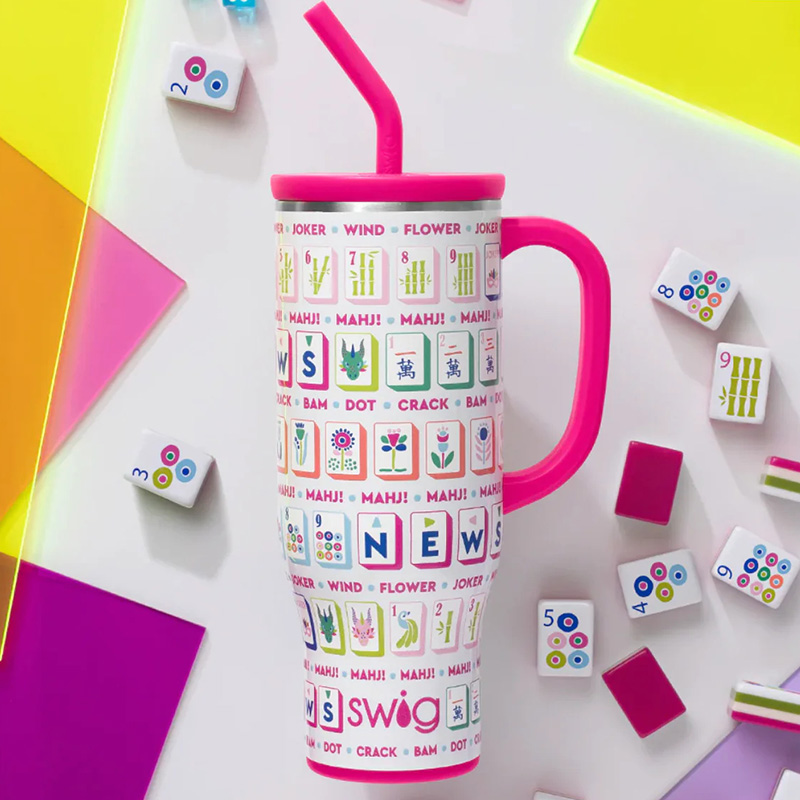 "SWIG" Mahjong Mega Mug 40oz Mahjong Tumbler Mahjong Social Club Custom Cup Gift for Mahjong Player Mahjong Lover Travel Mug  Mahjong Hostess Gift Mahjong Party