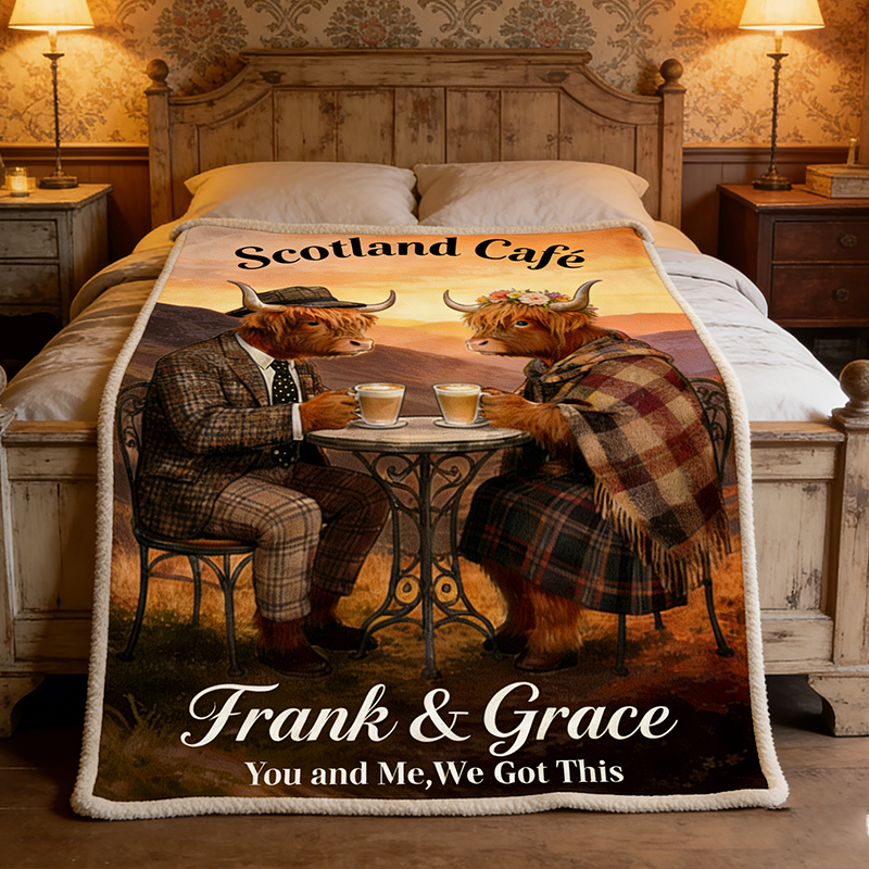 Personalized Highland Cow Throw Blanket for Couple You and Me We Got This Blanket Scotland Highland Couple Throw Blanket 