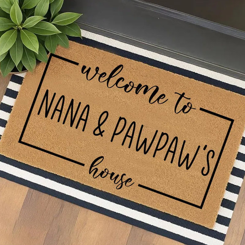 Personalized Welcome to Nana and Pawpaw's House Doormat Custom Family Name Rug Housewarming Gift Decorative Indoor Outdoor Durable Mat