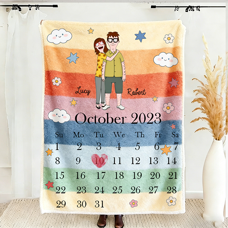 Personalized Couple Blanket Valentine's Day Gift for Couple Cartoon Character Couple Blanket