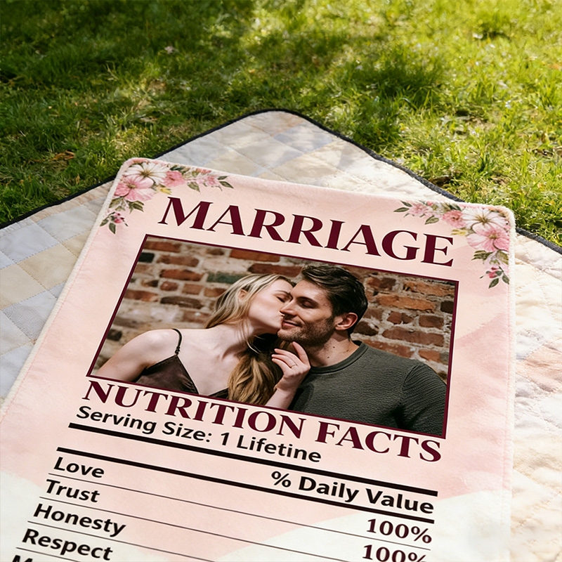 Personalized Marriage Nutrition Facts Blanket Funny Couple Throw Blanket Marriage Gift Anniversary Gift for Couple Newlywed Gift