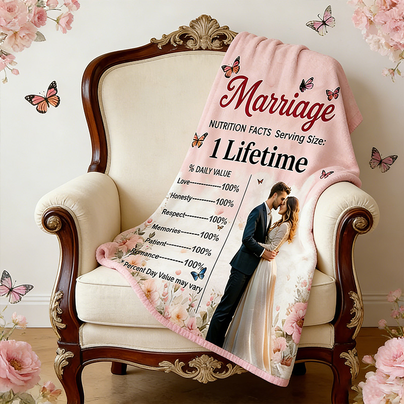 Personalized Marriage Nutrition Facts Blanket Funny Couple Throw Blanket Marriage Gift Anniversary Gift for Couple Newlywed Gift