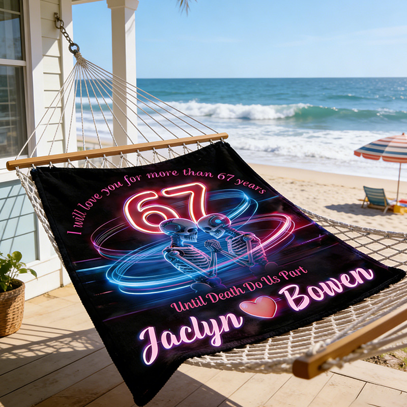 Personalized Unitil Death Do Us Part Couple Skeleton Blanket 
