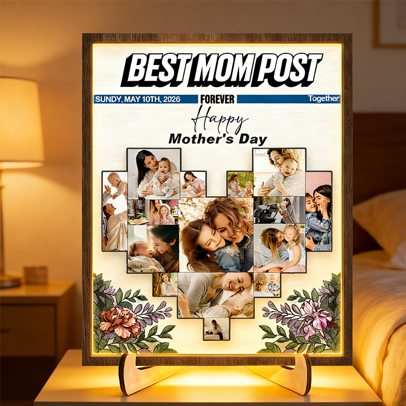 Personalized The Best Mom Sign Custom Two-layer Wooden Plaque with Stand Mother's Day Gift Birthday Gift 