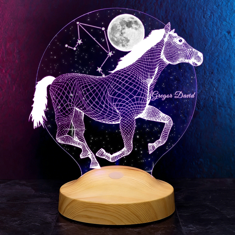 Personalized Zodiac Horoscope Horse LED Night Light Horse Gifts for Riding Lovers and Equestrian Lovers 