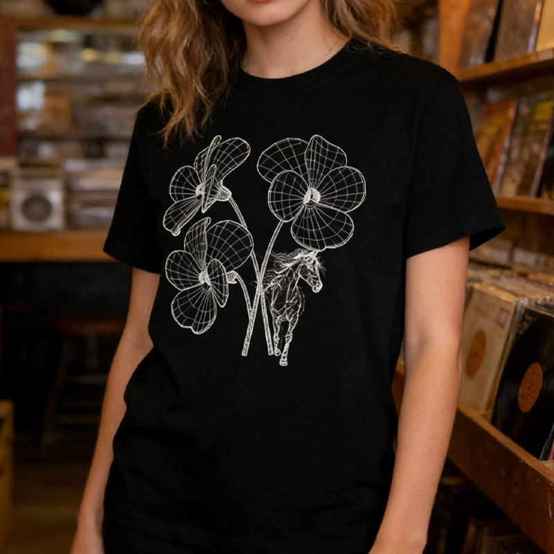 Personalized Birth Month Flower Horse T-Shirt Western Shirt Boho Nature Lover Animal Lover Gift for Equestrain Lovers