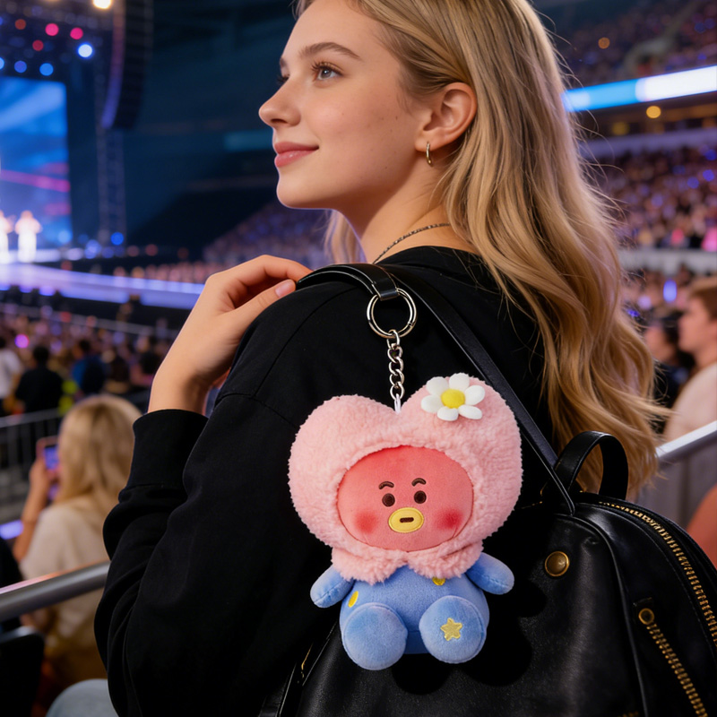 Cartoon Characters Cute Soft Stuffed Animal Pastel Color Adorable Collection Bag Charm K-Pop Plush Keychain
