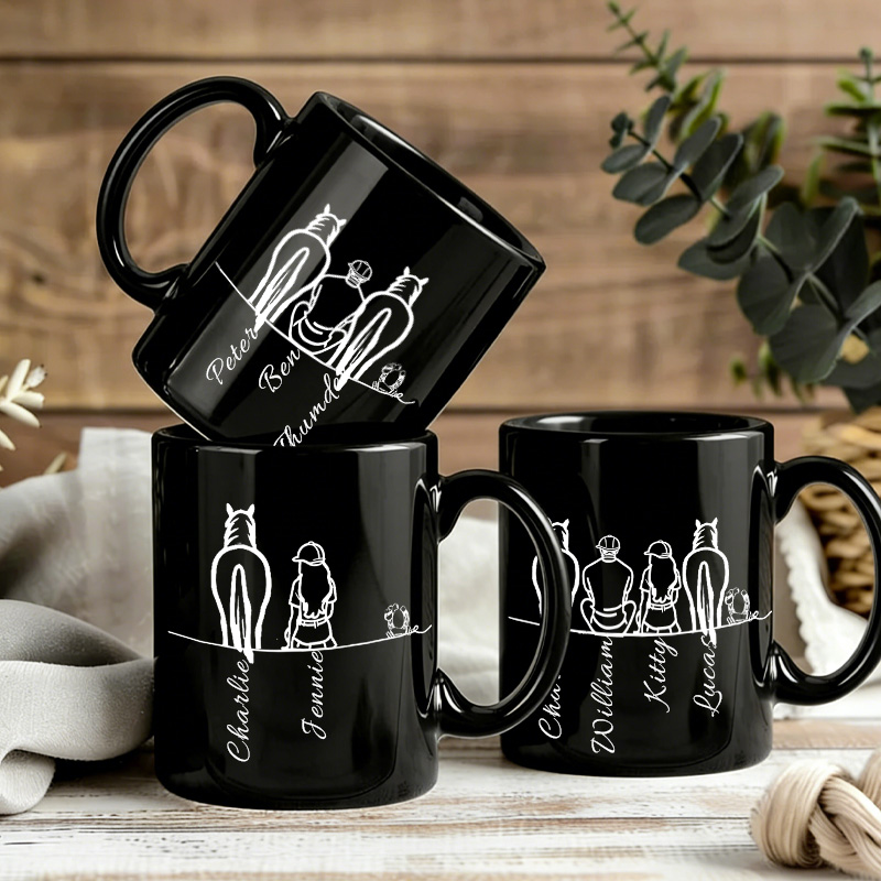 Personalized Horse Character Mug Ceramic Cup Your Silhouette Always With Me Gift for Horse Riding Equestrian Lovers