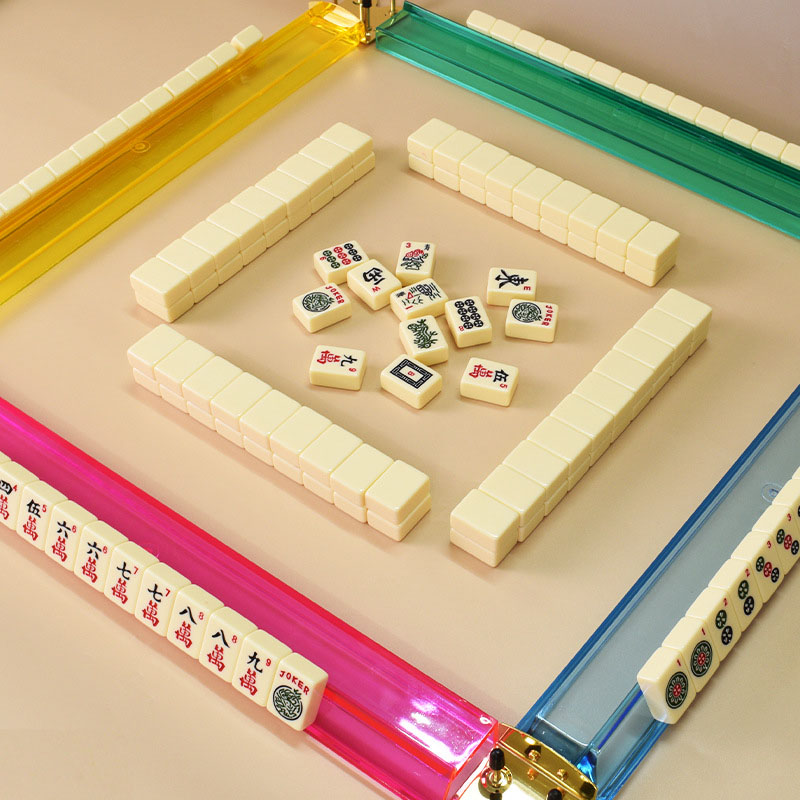 Mahjong Racks and Bag Set Transparent Color Injected Acrylic Matte Finish
