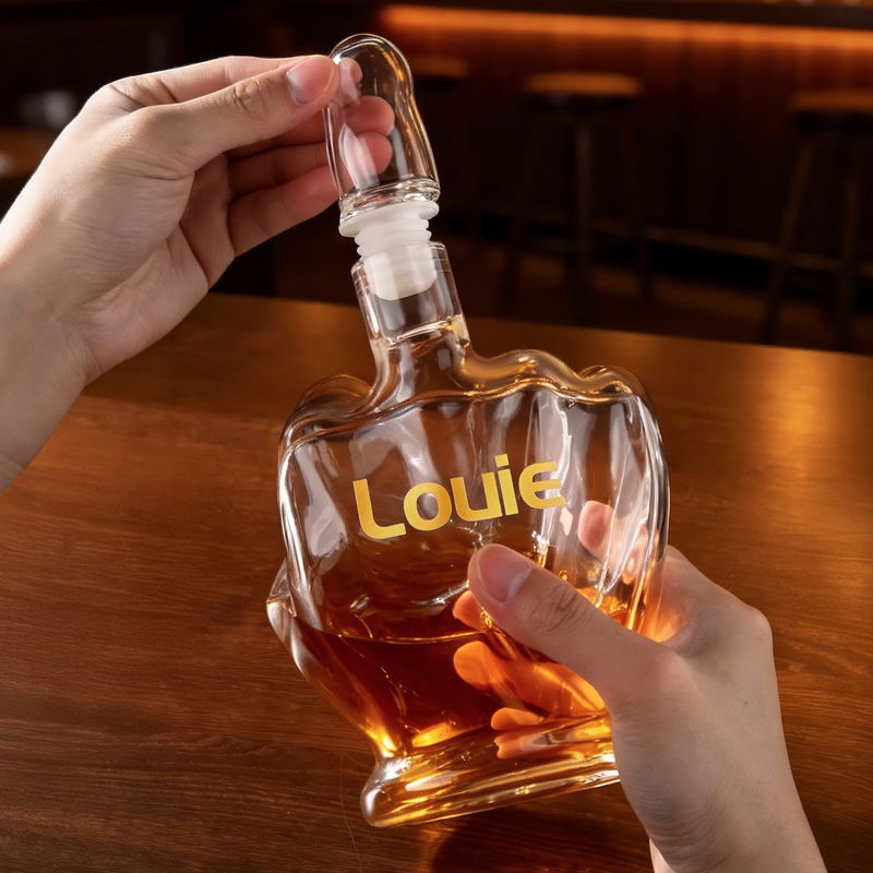 Personalized Name Middle Finger Decanter & Whiskey Glasses Decanter Set Bachelor Party Favors Funny Gift for Men