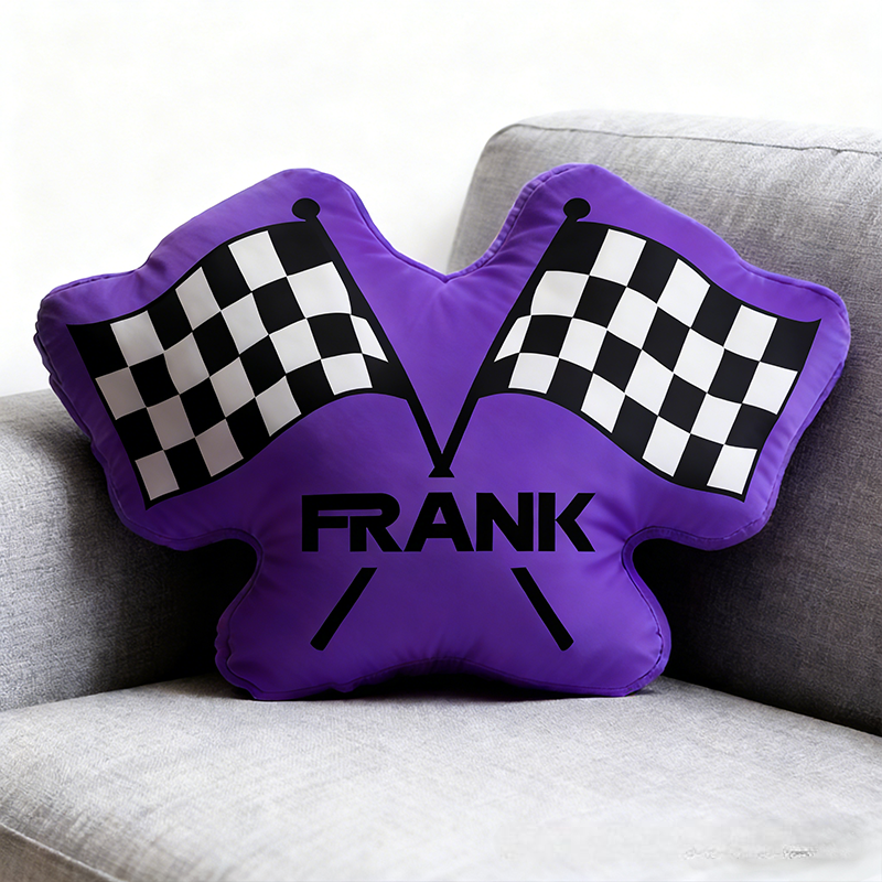 Personalized Checkered Flag Pillow Graphic 3D Print Custom Name Cushion Gift for Racers and Racing Lovers