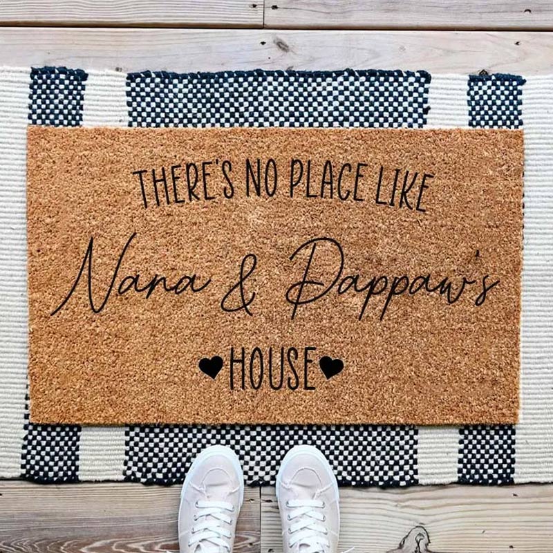 Personalized There's No Place Like Nana and Pawpaw's House Doormat Custom Family Rug Housewarming Gift Decorative Indoor Outdoor Durable Mat