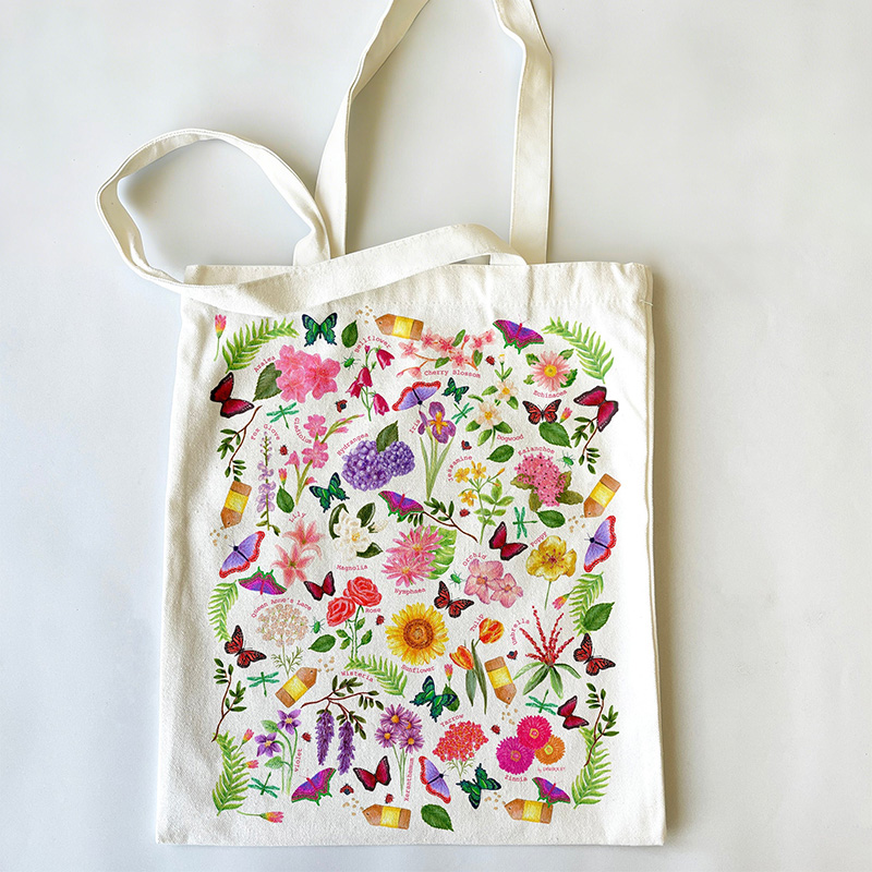 Personalized Botanical Themed Tote Bag Pouch Set Tote Bag For Mahjong Fans Gift