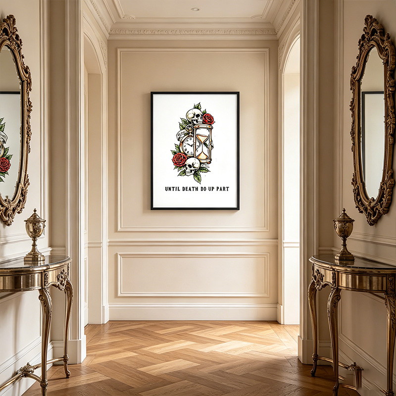 Personalized Couple Skeleton Print Poster Until Death Do Up Part Poster Couple Gift 