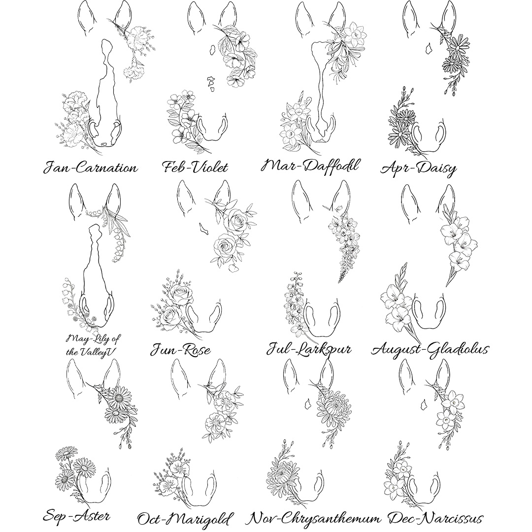 Personalized Horse Birth Flower Oxford Large Tote Bag with Name Travel Essentials Birthday Gift for Equestrain Lovers 