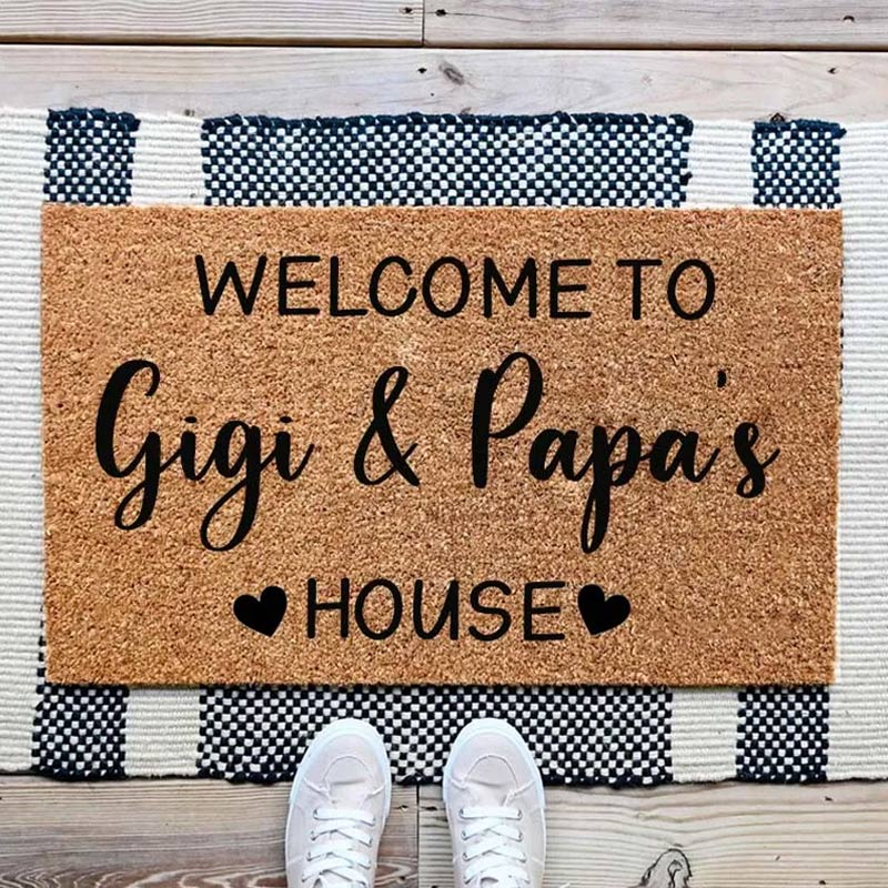 Personalized Welcome to Our Home Doormat Housewarming Gift Durable Curly Mat Indoor Outdoor Door Mat All Weather Non Shedding New Home Decor