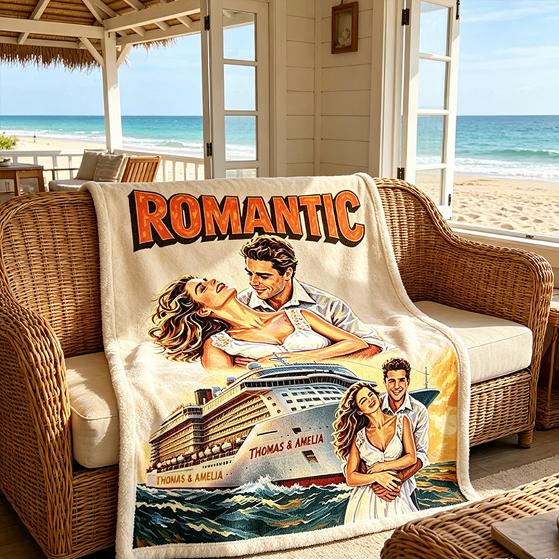 Personalized Couple Throw Blanket with Names Custom Couple Photo Poster Blanket Valentine Gift Gift for Husband Gift For Wife