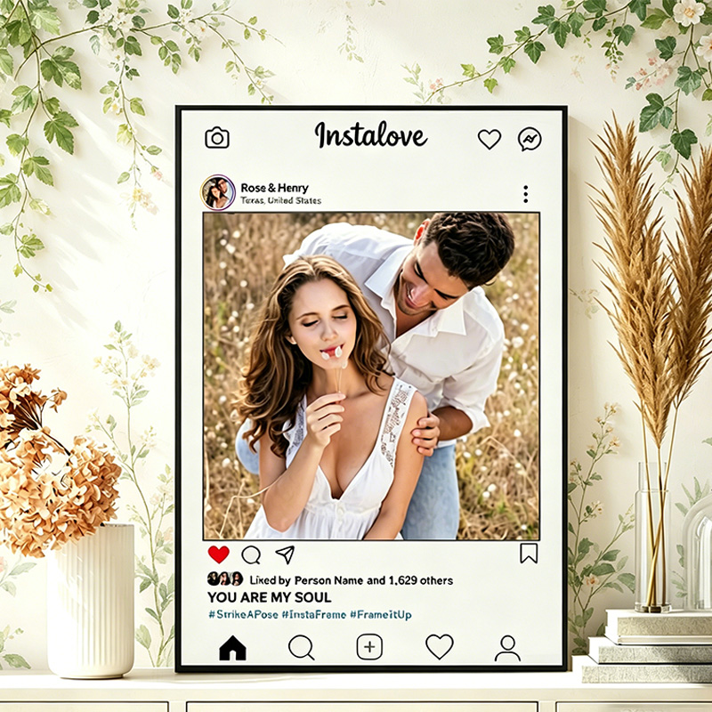 Personalized Couple Instagram Photo Print Poster with Names Couple Wedding Gift Marriage Gift for Her