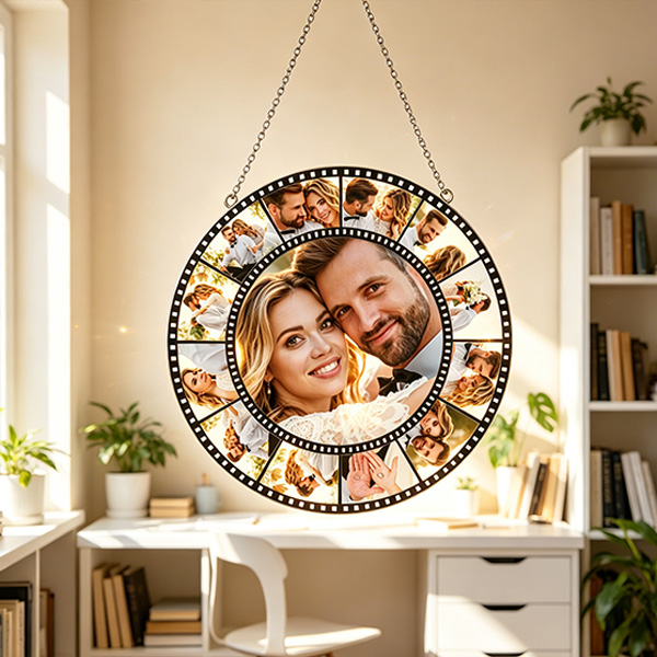 Personalized Couple Photo Film Sun Catcher Custom Window Decor Anniversary Gift Valentines Day Gift