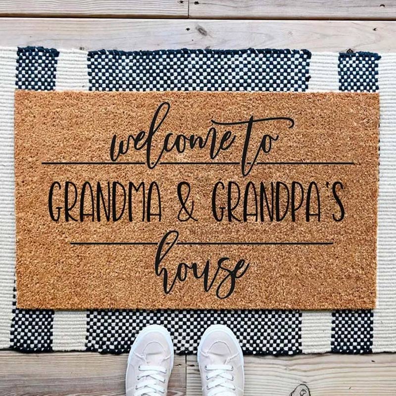 Personalized Welcome to Our Home Doormat Housewarming Gift Durable Coir Mat for New Home Indoor Outdoor Door Mat Family Home Decor Rug