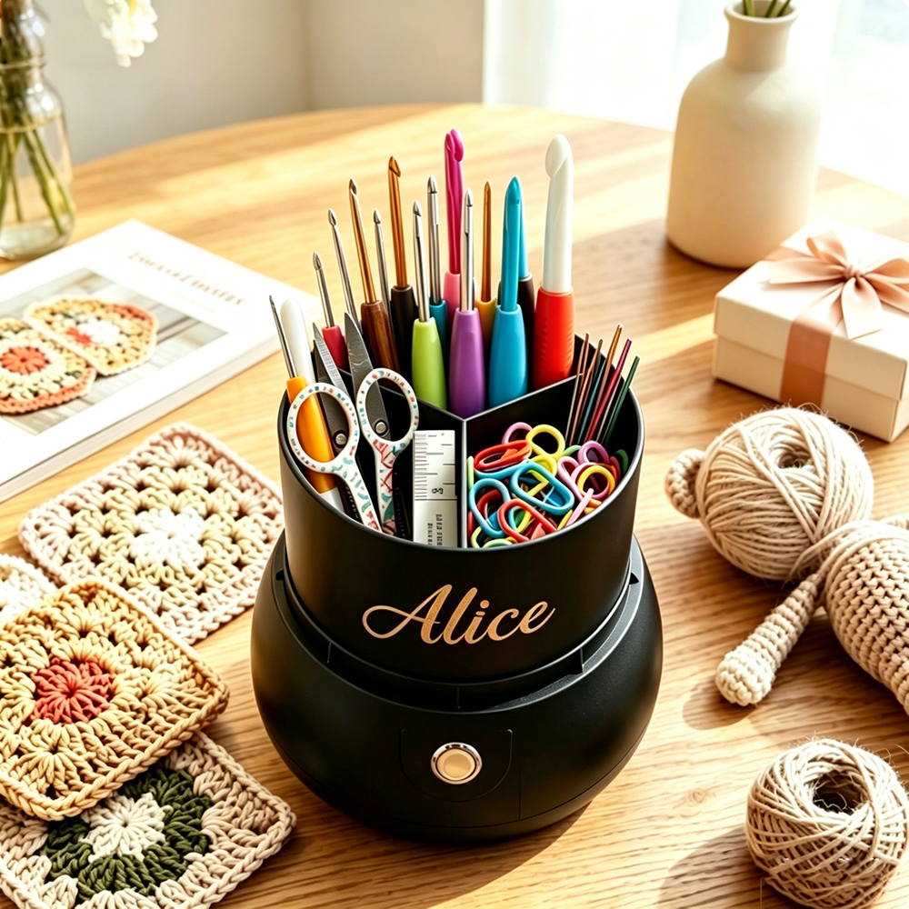 Dustproof Crochet Hook Organizer with Lid Portable Compartment Storage Box for Crochet Tools Lightweight Travel Yarn Kit Holder Ideal Gift for Knitters and Crafters