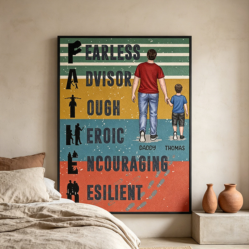 Personalized Father Meaning Photo Print Portrait Art Print Wall Decor Father's Day Gift Home Decor Gift for Dad