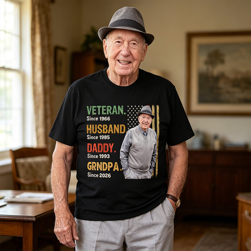 Personalized Legend Husband Dad Papa Veteran Since Shirt Custom T Shirt with Photo Fathers Day Birthday Gift for Veteran Dad Grandpa