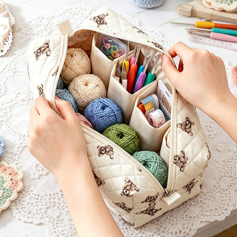 Personalized Embroidered Crochet Tool Storage Bag Custom Crochet Tool Storage Bag Floral Crochet Tool Storage Bag Women Bag