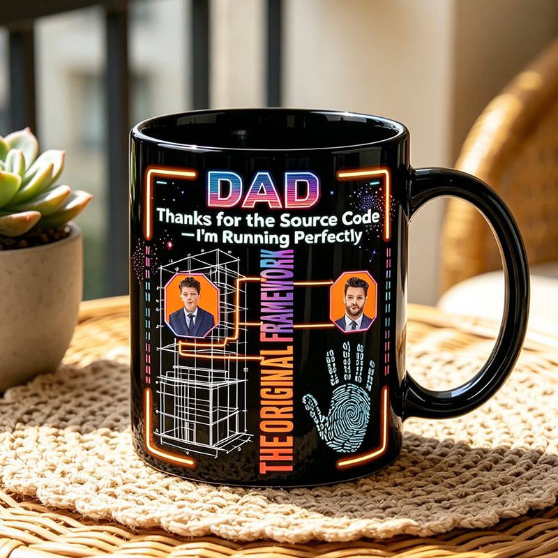 Personalized Dad Thanks For The Souce Code 11 oz Ceramic Mug with 1-4 Names Father's Day Gifts for Dad Grandpa