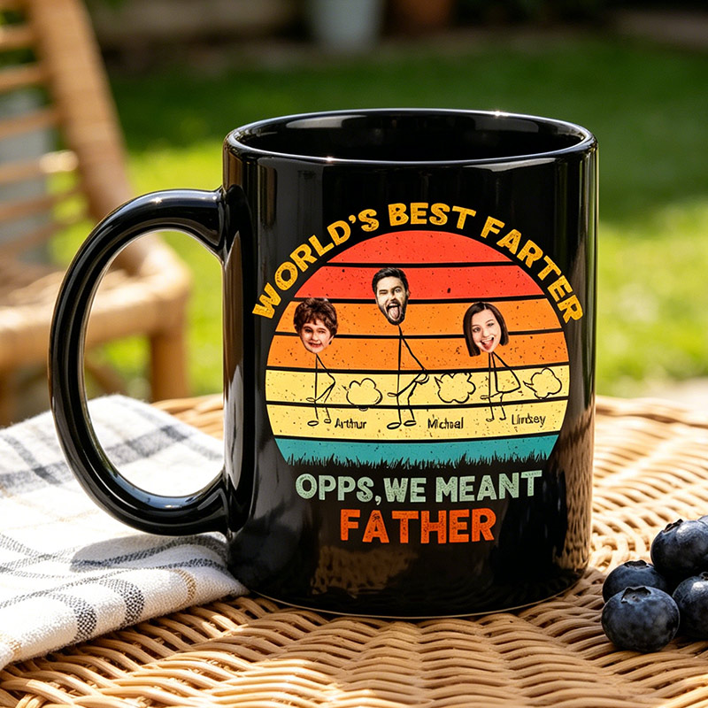 Personalized Words Best Fater Opps We Meant Father Mug Custom 11 oz Ceramic Mug with Kids Photos Father's Day Gifts for Dad