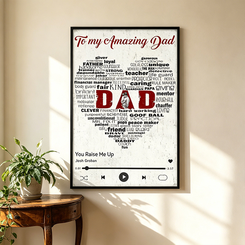 Personalized To My Amazing Dad Wall Art Portrait Art Print with Kids Customed Wall Decor Father's Day Gift Home Decor Gift for Dad