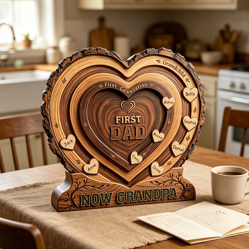 Personalized First Dad Now Grandpa Wooden Plaque Custom Family Name Sign for Grandpa Father's Day Gift For Dad Grandpa