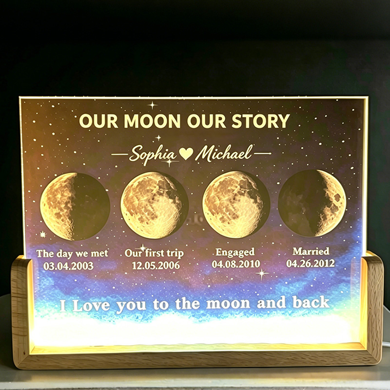 Personalized Our Moon Design Night Light Couple Night Light Gift Our Love Story Design Moon Night Light Anniversary Gift for Couplr