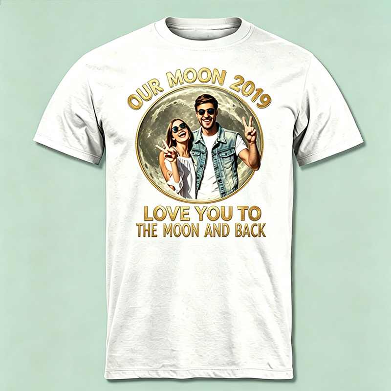 Personalized Couple Our Moon T-Shiet with Photo Custom Date Night Gift for Couple