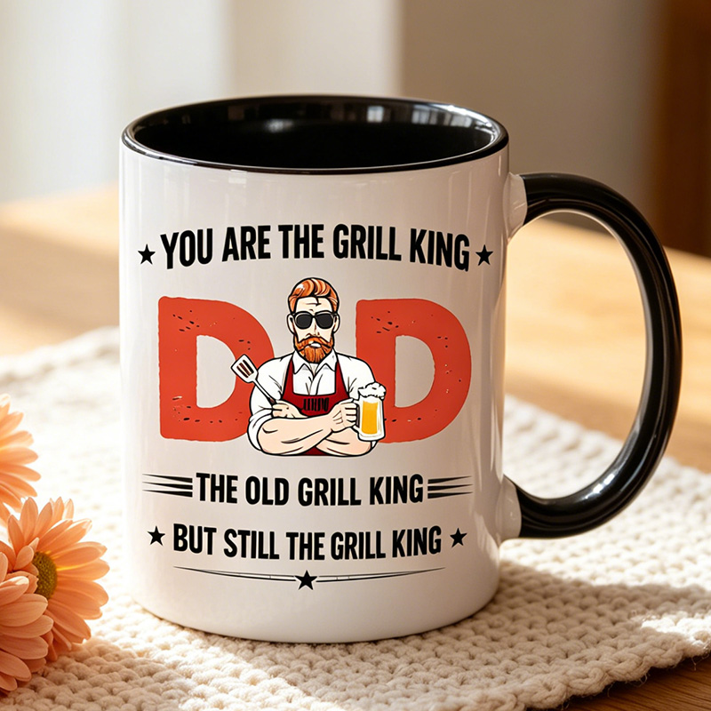 Personalized You Are The Grill King The Old Grill King But Still The Grill King 11 oz Ceramic Mug Dad Photo Mug Father's Day Gifts for Him