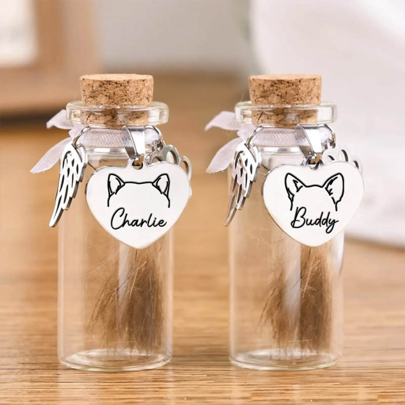 Personalized Pet Lover Fur Keepsake Jar Memorial Gifts for Dogs Cats Gone but Not Forgotten