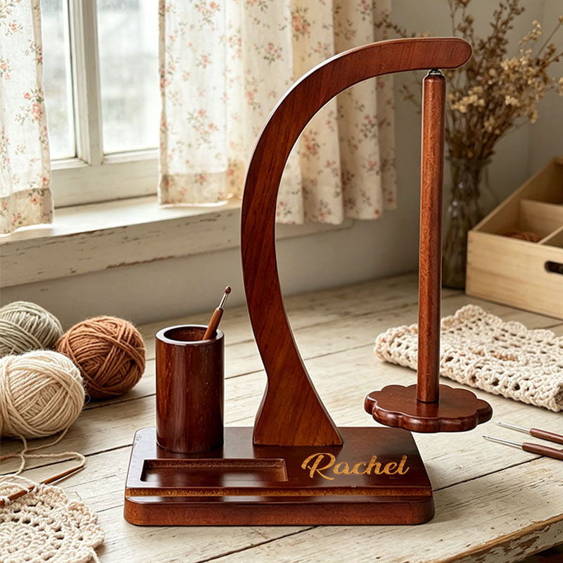 Personalized Yarn Holder Wooden Ball Holder Multifunctional Magnetic Wool Holder Rotating Yarn Holder Wooden Yarn Dispenser with Stand Suitable for Crochet Yarn and Knitting