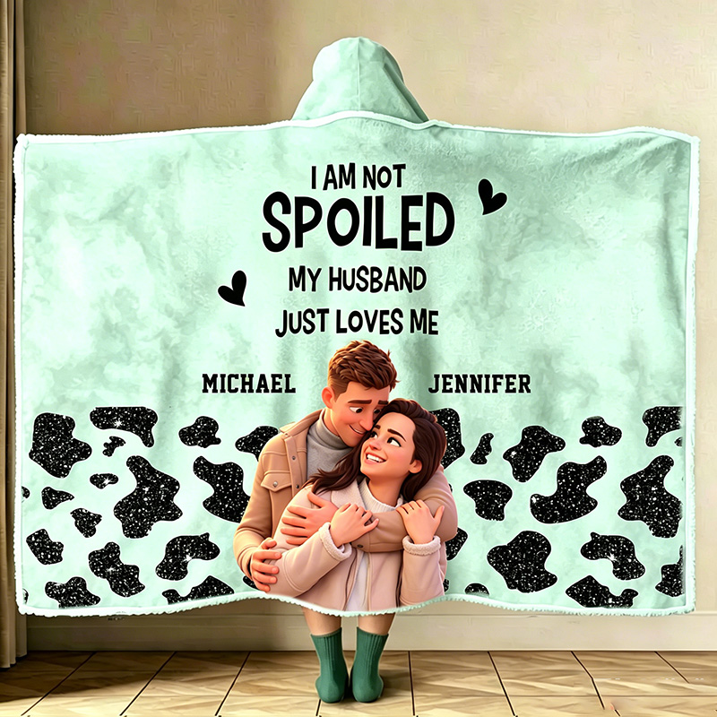 Personalized Couple Just Loves Me - Personalized Custom Hooded Blanket