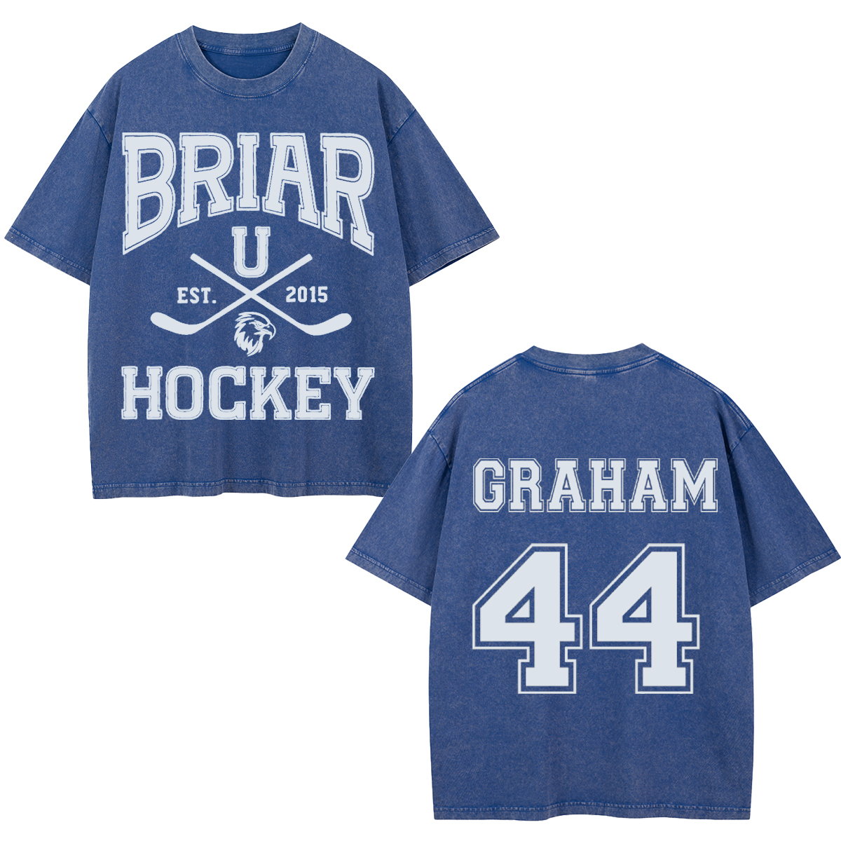 Personalized Hockey Washed T-Shirt Custom University Hockey Tee Custom Name and Number Hockey Lover Gift