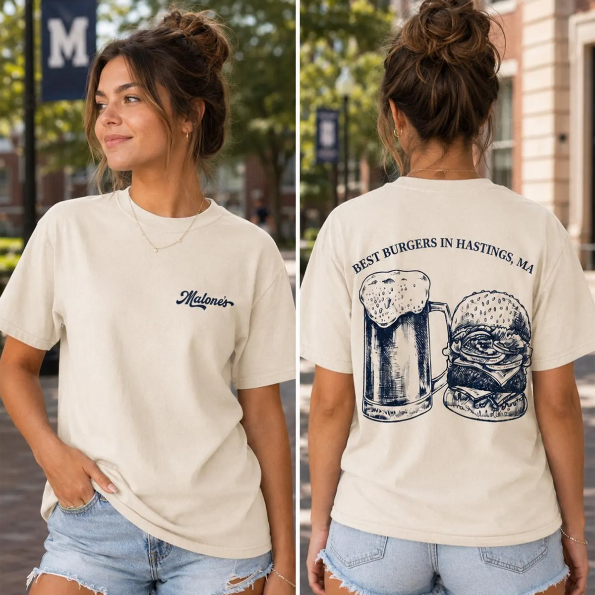 Personalized Malone’s Burger Shirt Best Burgers in Hastings MA Tee Vintage Restaurant Graphic T-Shirt Hockey Team Fan Gift