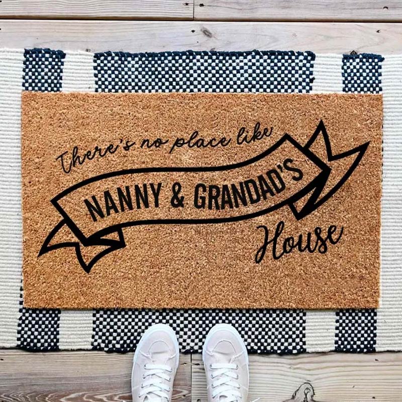 Personalized Grandparents Welcome Doormat There's No Place Like Nanny and Grandad's House Housewarming Gift Personalized Grandparents Gift Mat